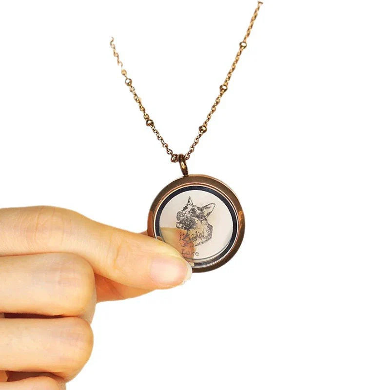 Custom Pet Fur Locket Urn Necklace with Photo & Name