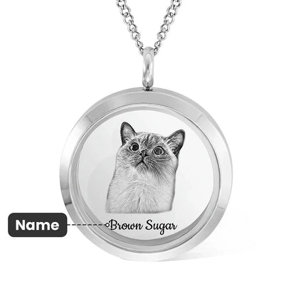 Custom Pet Fur Locket Urn Necklace with Photo & Name